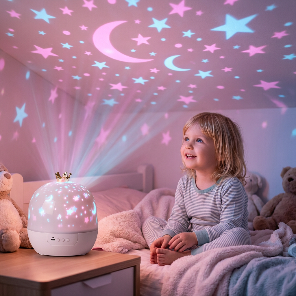 Veilleuse et projecteur 2-en-1 pour enfants – Lampe LED ciel étoilé pour chambre d'enfant