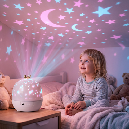 Veilleuse et projecteur 2-en-1 pour enfants – Lampe LED ciel étoilé pour chambre d'enfant