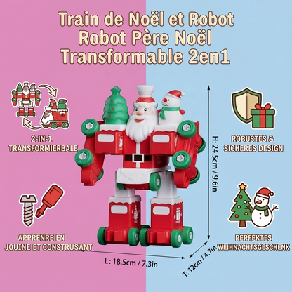 Train de Noël Transformable 2-en-1 & Robot Père Noël – Jouet pour Enfants
