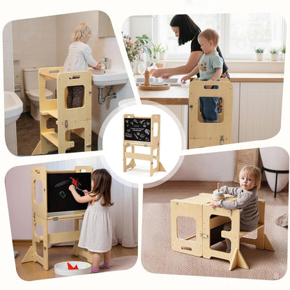 Tour d’apprentissage convertible avec tableau noir et table