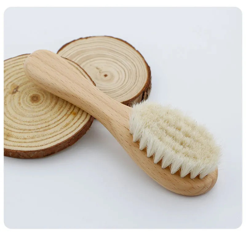 Kit de Soin Capillaire Bébé avec Brosse et Peigne en Bois