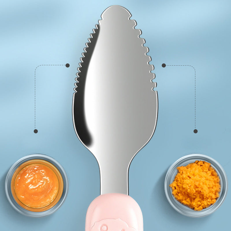 Cuillère pour bébé 2-en-1 en silicone – Cuillère d'apprentissage pour que les bébés mangent tout seuls