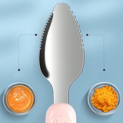 Cuillère pour bébé 2-en-1 en silicone – Cuillère d'apprentissage pour que les bébés mangent tout seuls