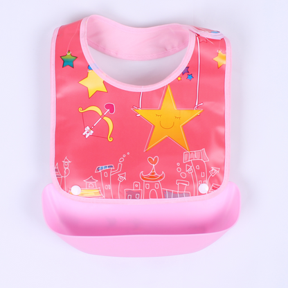 Bavoir Bébé en Silicone avec Poche Récupératrice Imperméable