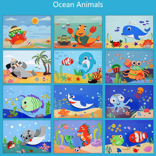 Set de Stickers Animaux 3D pour Enfants – Kit Créatif DIY de Loisirs Créatifs