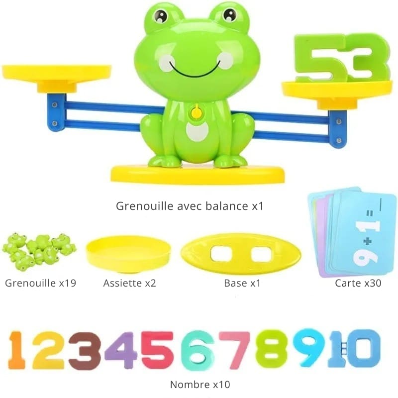 Jouet Montessori pour compter les grenouilles – Balance mathématique éducative pour les enfants d'âge préscolaire