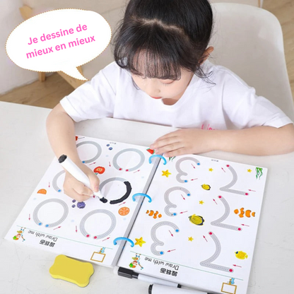 Ensemble de Livres de Traçage Magiques pour Enfants – Cahiers Réutilisables d’Écriture, Lettres et Chiffres Montessori