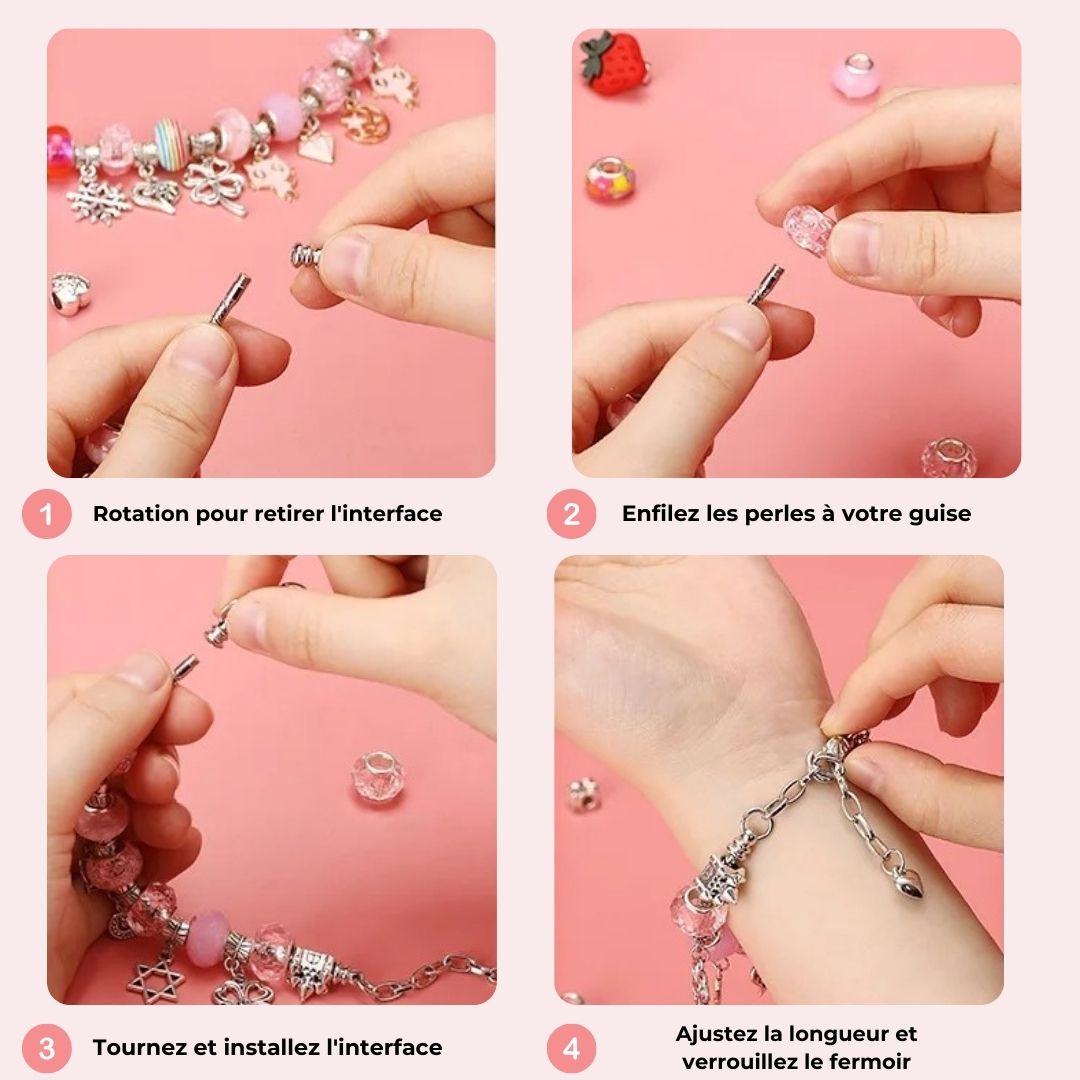 Kit de tressage de bijoux et bracelets pour enfants – Kit de loisirs créatifs de perles à faire soi-même pour enfants