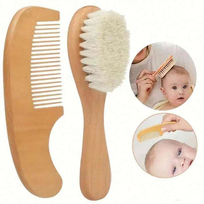 Kit de Soin Capillaire Bébé avec Brosse et Peigne en Bois