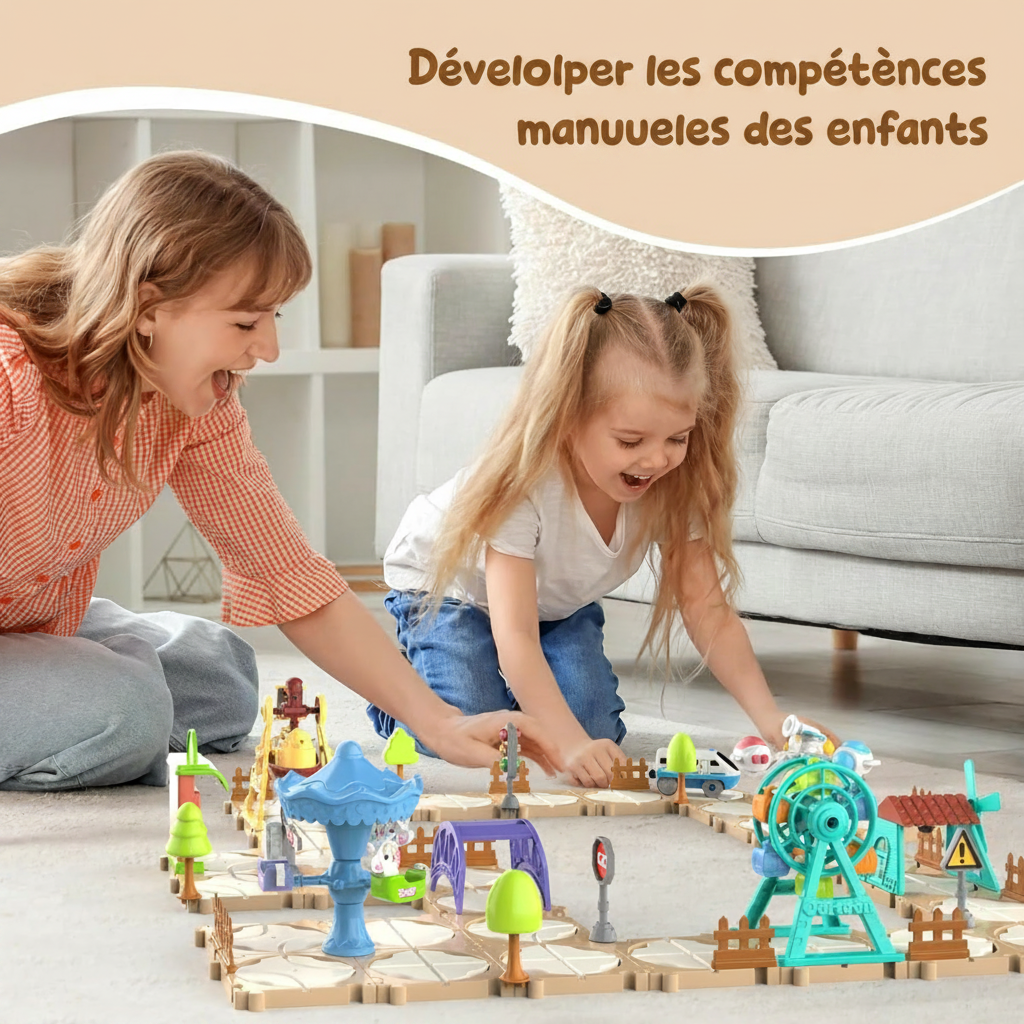 Circuit de train parc d’attractions à construire
