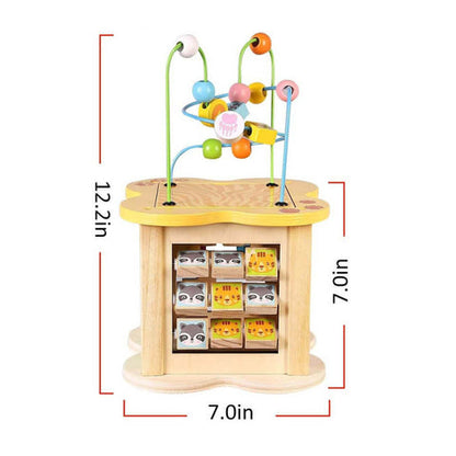 Cube d'activités en bois Montessori 6 en 1 – Jouet d'éveil sensoriel et de motricité fine pour tout-petits