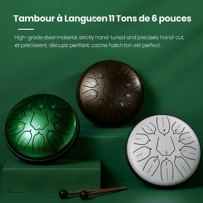 Tambour à languette en acier à 11 tons – Instrument de percussion de méditation et de yoga de style handpan