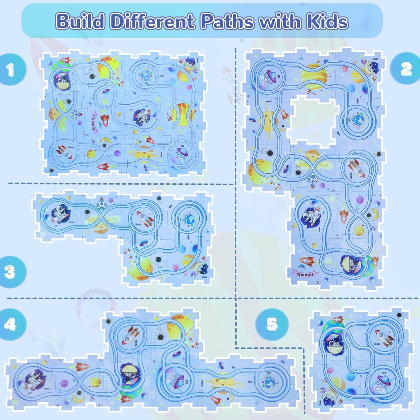 Puzzle piste de voiture – Ensemble de construction et de course Montessori pour enfants, jeu éducatif STEM