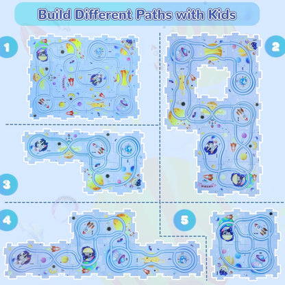 Puzzle piste de voiture – Ensemble de construction et de course Montessori pour enfants, jeu éducatif STEM