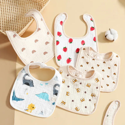 Lot de Bavoirs Bébé en Mousseline avec Fermeture à Pressions
