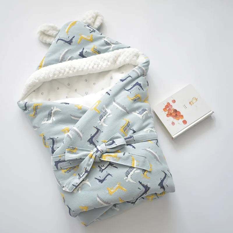 Couverture d’Emmaillotage à Capuche pour Bébé – Couverture Polaire Douce avec Oreilles