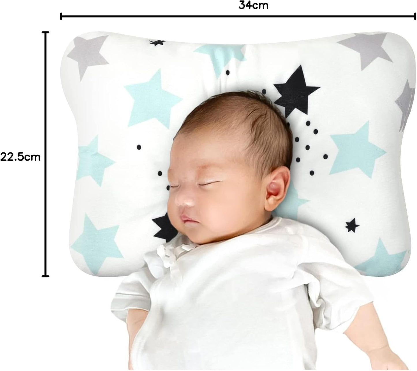 Oreiller Plat Bébé avec Appui-Tête Ergonomique Anti Tête Plate