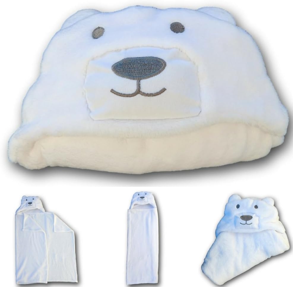 Cape de Bain à Capuche Ours Polaire pour Bébé – Ultra-Moelleuse & Chaude | Dès la Naissance