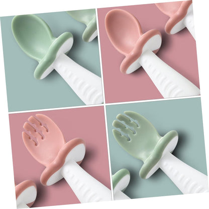 Set de Couverts pour Bébé – Cuillère et Fourchette Ergonomiques en Silicone pour Tout-Petits