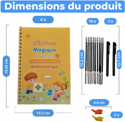 Cahiers d'Écriture Magiques Réutilisables – Coffret 4 Cahiers + Stylo Effaçable pour Enfants