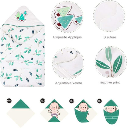 Couverture d’Emmaillotage à Capuche pour Bébé – Couverture d’Enveloppement Douce pour Nouveau-Né