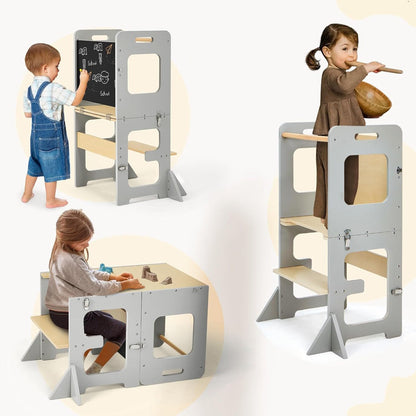 Tour d’apprentissage convertible avec tableau noir et table