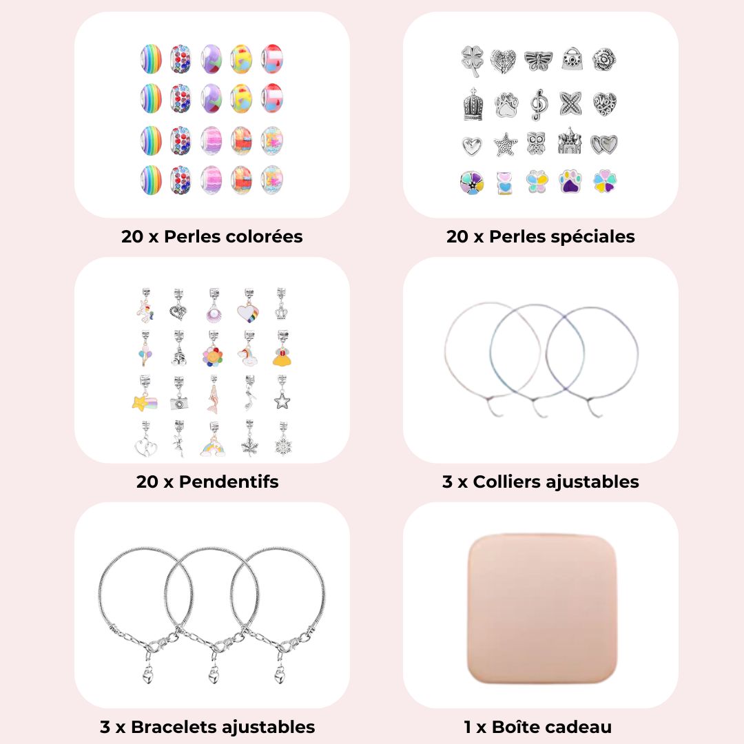 Kit de tressage de bijoux et bracelets pour enfants – Kit de loisirs créatifs de perles à faire soi-même pour enfants