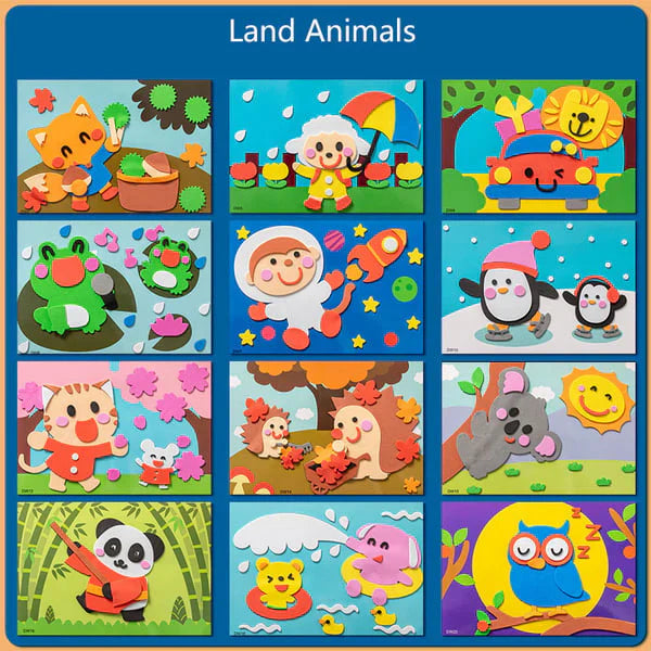 Set de Stickers Animaux 3D pour Enfants – Kit Créatif DIY de Loisirs Créatifs