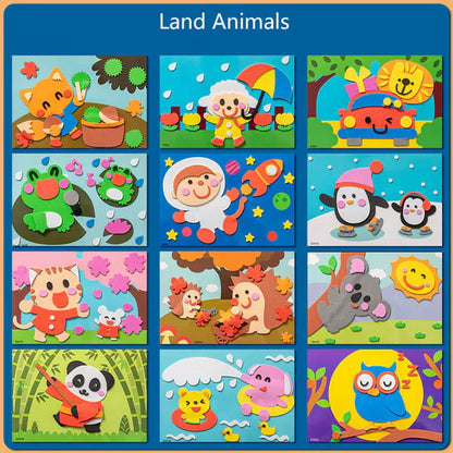 Set de Stickers Animaux 3D pour Enfants – Kit Créatif DIY de Loisirs Créatifs