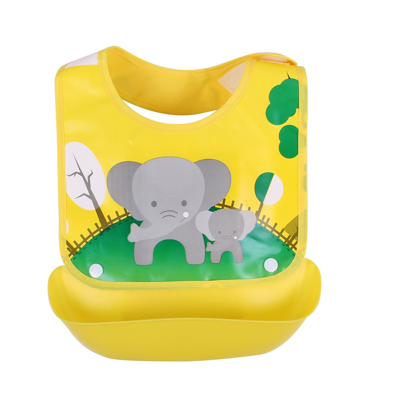 Bavoir Bébé en Silicone avec Poche Récupératrice Imperméable