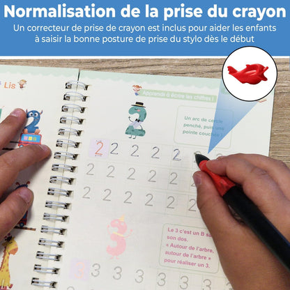Cahiers d'Écriture Magiques Réutilisables – Coffret 4 Cahiers + Stylo Effaçable pour Enfants
