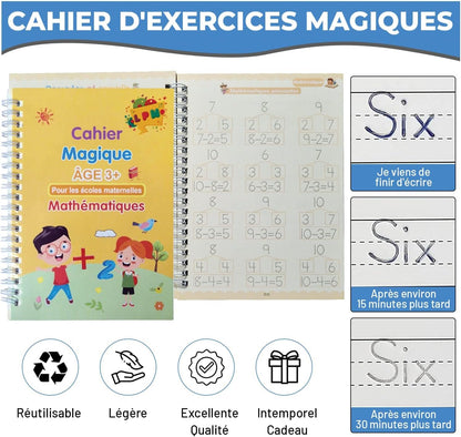 Cahiers d'Écriture Magiques Réutilisables – Coffret 4 Cahiers + Stylo Effaçable pour Enfants