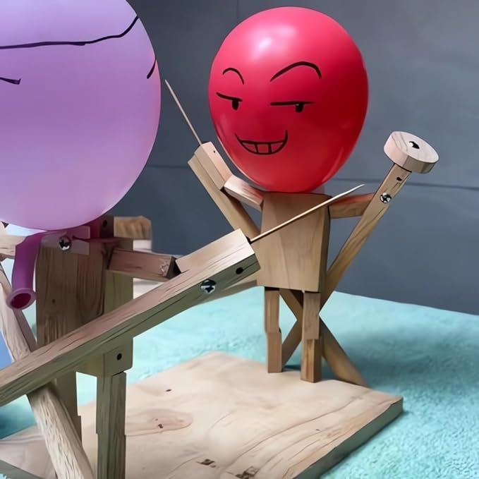 Jeu d'Escrime en Bois pour Enfants et Adultes – Poupées Artisanales avec Ballons
