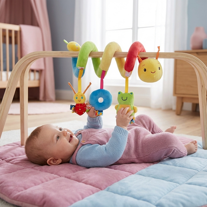 Jouet Hochet Chenille 3-en-1 – Jouet d’Éveil Bébé & Jeu de Voyage