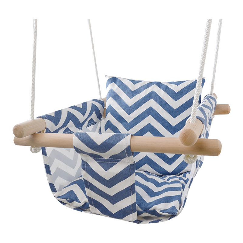 Fauteuil Suspendu Bébé avec Coussin et Structure en Bois