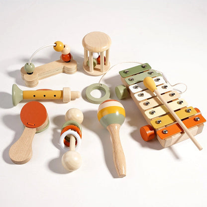 Ensemble d'instruments de musique en bois Montessori pour bébés et tout-petits – Jouet sensoriel éducatif