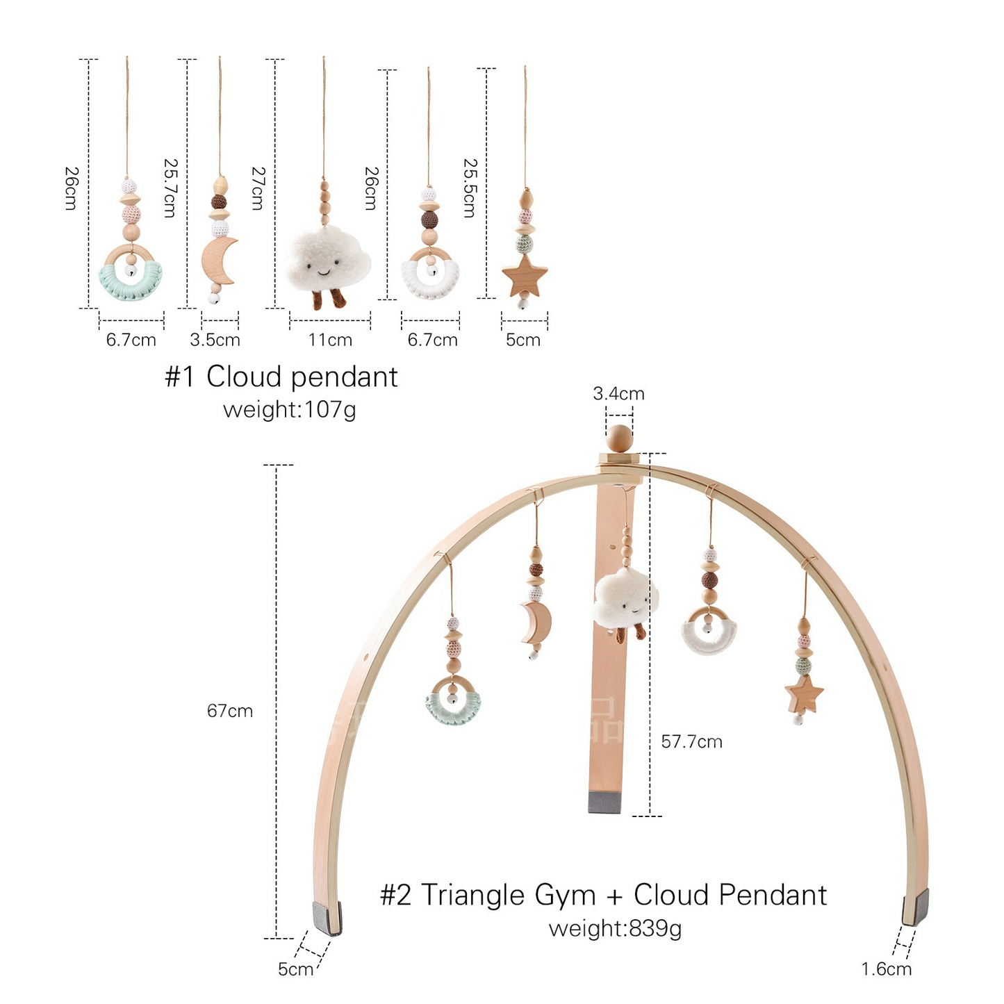 Portique d'Éveil Montessori en Bois pour Bébé – Arche d'Activités avec Jouets Suspendus | Dès 0 mois