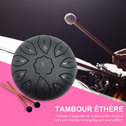 Tambour à languette en acier à 11 tons – Instrument de percussion de méditation et de yoga de style handpan