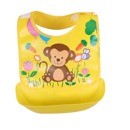 Bavoir Bébé en Silicone avec Poche Récupératrice Imperméable