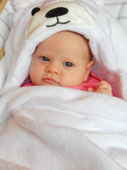 Cape de Bain à Capuche Ours Polaire pour Bébé – Ultra-Moelleuse & Chaude | Dès la Naissance