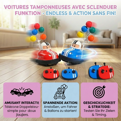 Voitures Tamponneuses Télécommandées avec Lanceur – Lumières LED & Recharge USB | Dès 3 ans