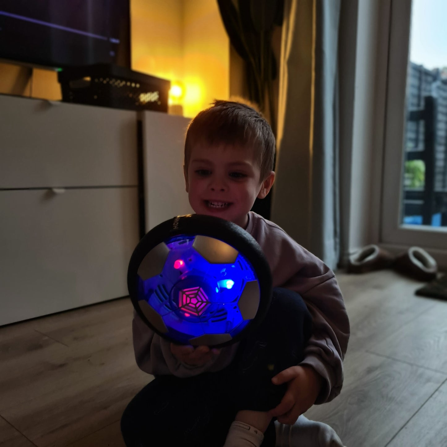 Ballon de foot flottant avec lumières LED – Jouet de foot d'intérieur pour enfants et tout-petits