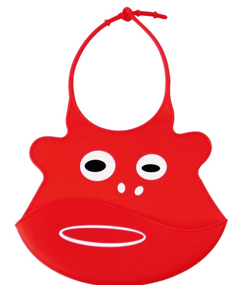 Bavoir Bébé en Silicone Réglable avec Poche Récupératrice