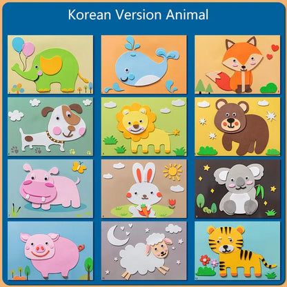 Set de Stickers Animaux 3D pour Enfants – Kit Créatif DIY de Loisirs Créatifs