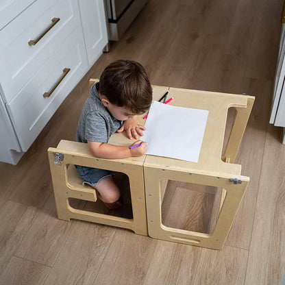 Tour d’apprentissage convertible avec tableau noir et table