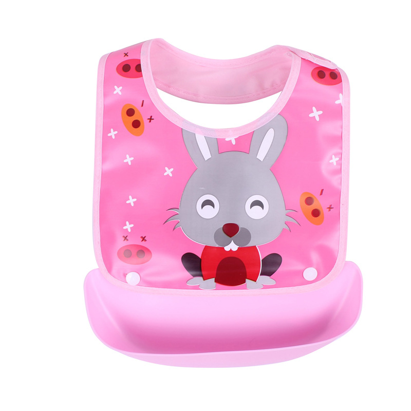 Bavoir Bébé en Silicone avec Poche Récupératrice Imperméable