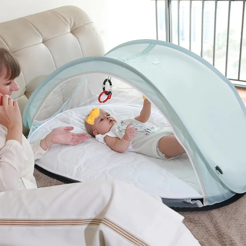 Lit de Voyage Bébé Pliable avec Moustiquaire – Protection UV & Insectes, Léger et Compact