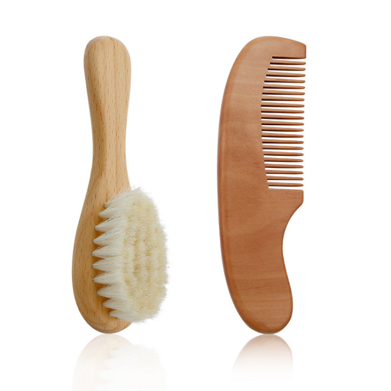 Kit de Soin Capillaire Bébé avec Brosse et Peigne en Bois