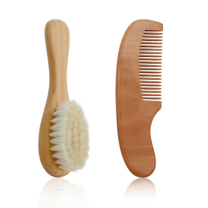Kit de Soin Capillaire Bébé avec Brosse et Peigne en Bois