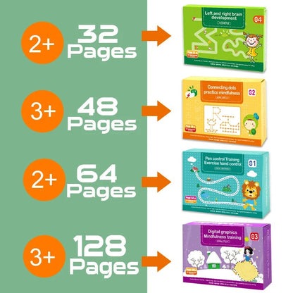 Ensemble de Livres de Traçage Magiques pour Enfants – Cahiers Réutilisables d’Écriture, Lettres et Chiffres Montessori